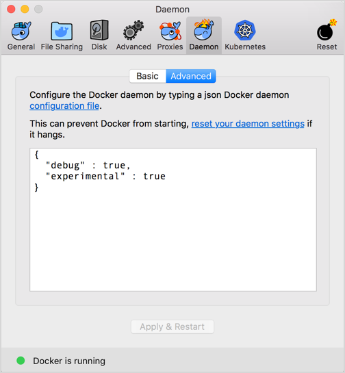 restore docker for mac
